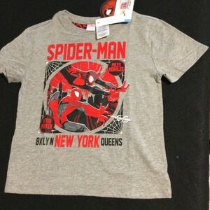 Marvel Spiderman T-Shirt‎ XS 4/5 Grey Heather Miles Morales Peter Parker Kids